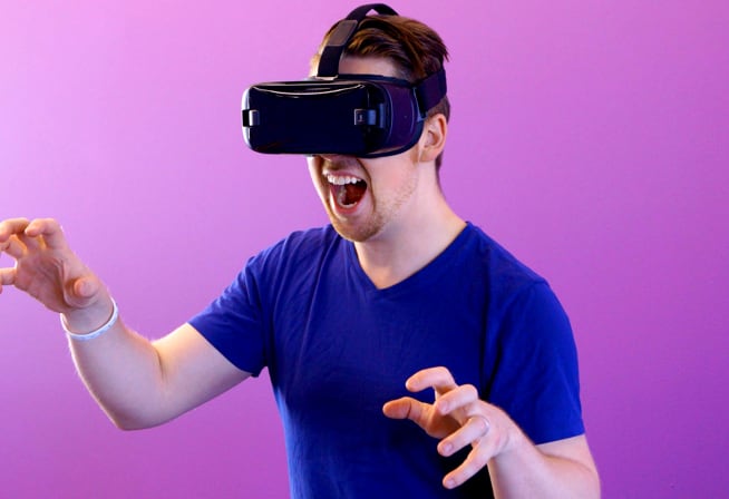 man playing in VR